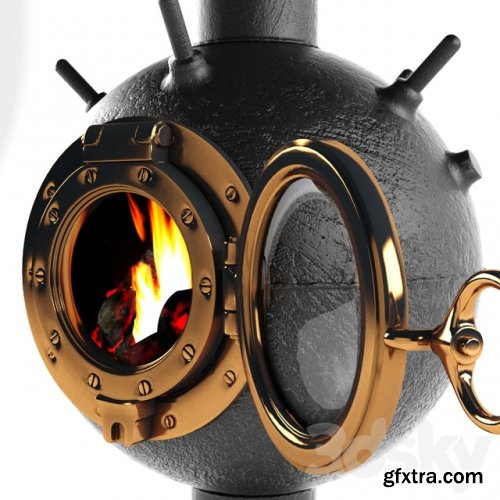 Suspended fireplace bathyscaphe