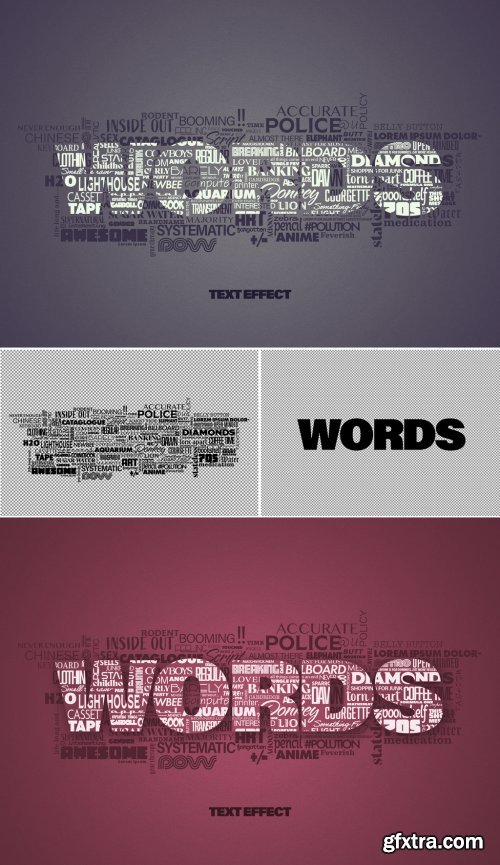 Mixed Text Words Cloud Effect Mockup 387205415