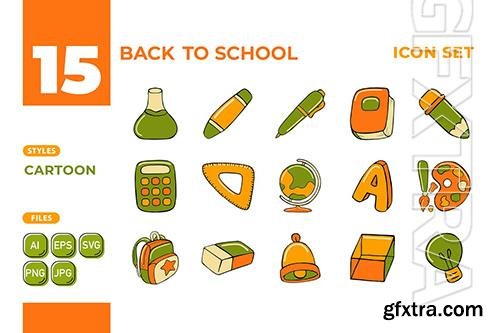 Back to School Icon Set (Cartoon Style) #01 8JXJCNF