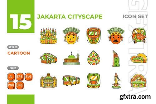 Jakarta Cityscape Icon Set (Cartoon Style) #01 EXTTMEP