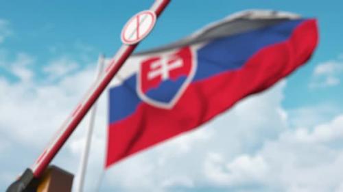 Videohive - Closing Barrier with STOP CORONAVIRUS Sign at the Slovak Flag - 33285069 - 33285069