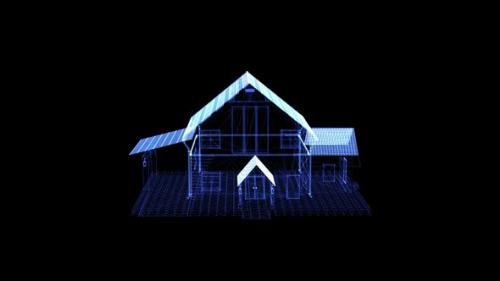 Videohive - Hologram of a Rotating Simple House - 28332246 - 28332246