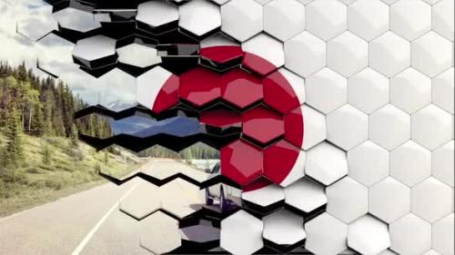 Videohive - Japan Flag Hexagon Transition - 4K Resolution - 33310839 - 33310839