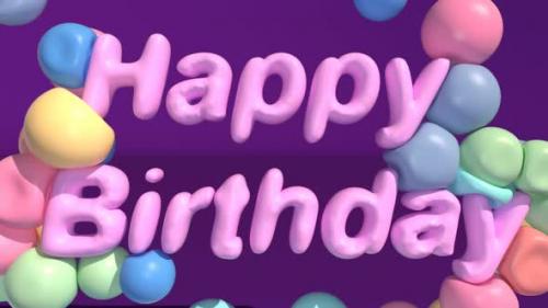 Videohive - Happy Birthday Text Soft Body Color Spheres - 33316353 - 33316353