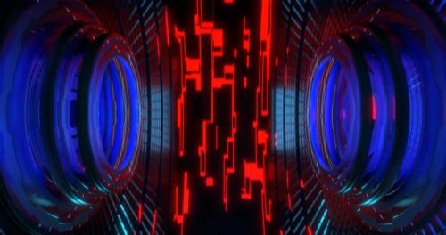 Videohive - Rotating futuristic rings in the interior with circuit board pattern, looped background. - 33316440 - 33316440