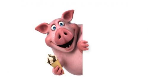 Videohive - Fun 3D cartoon pig with an ice cream - 33326274 - 33326274