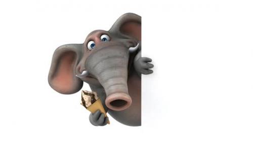 Videohive - Fun 3D cartoon elephant with an ice cream - 33326279 - 33326279