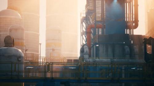 Videohive - Oil and Gas Refinery at Twilight - 33326831 - 33326831