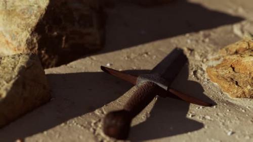 Videohive - Retro Sword on Sand Beach - 33326838 - 33326838