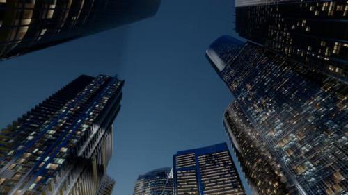 Videohive - City Skyscrapers at Night with Dark Sky - 33326910 - 33326910