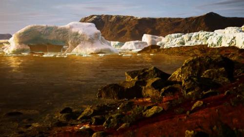 Videohive - Antarctic Icebergs Near Rocky Beach - 33326927 - 33326927