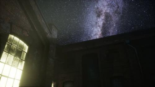 Videohive - Milky Way Stars Above Abandoned Old Fatory - 33330793 - 33330793