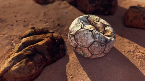 Videohive - Old Leather Soccer Ball Abandoned on Sand - 33330861 - 33330861