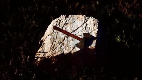 Videohive - War Ax for Viking on the Rock at Sunset - 33330864 - 33330864