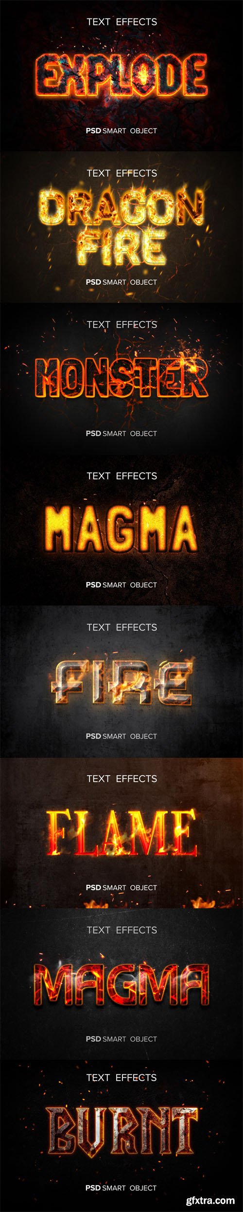 8 Fire Text Effects Templates for Photoshop