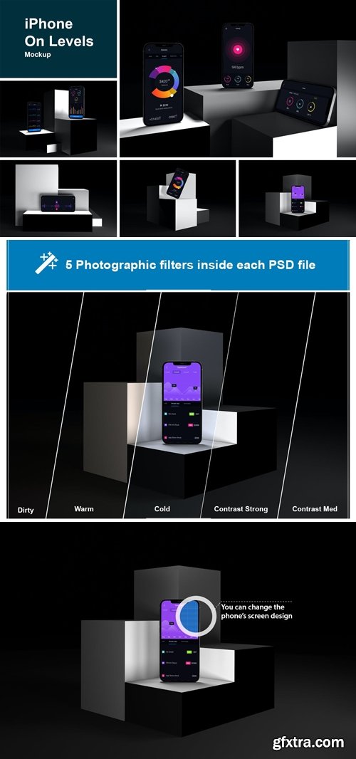 iPhone On Levels Mockup