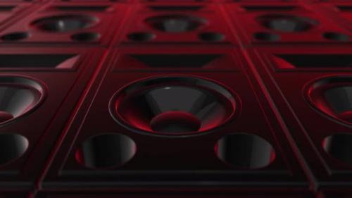 Videohive - 4K Close Up Red Audio Speakers Background Seamless Loop V2 - 33091306 - 33091306