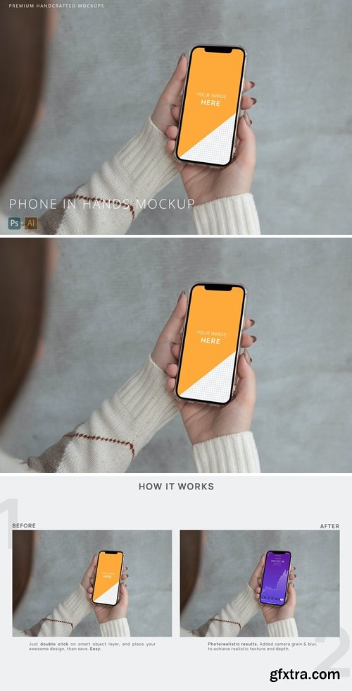 iPhone 12 Pro in Womans Hand Minimal Background