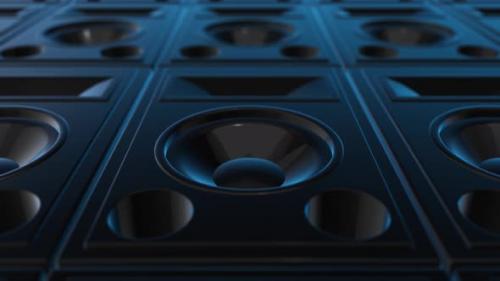 Videohive - 4K Close Up Blue Audio Speakers Background Seamless Loop V2 - 33091313 - 33091313