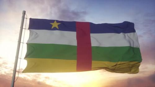 Videohive - Flag of Central African Republic Waving in the Wind Sky and Sun Background - 33330425 - 33330425