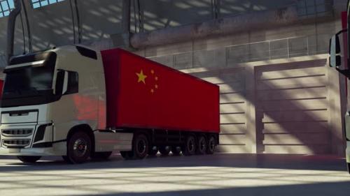 Videohive - Cargo Trucks with Chinese Flag - 33330445 - 33330445