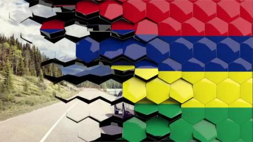 Videohive - Mauritius Flag Hexagon Transition - 4K Resolution - 33350349 - 33350349