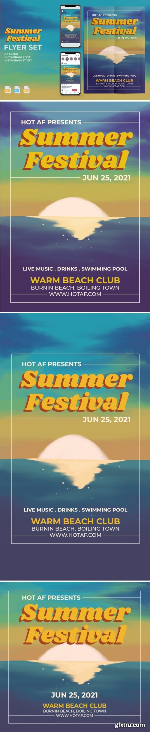 Summer Festival Flyer Set - Print and Social Media