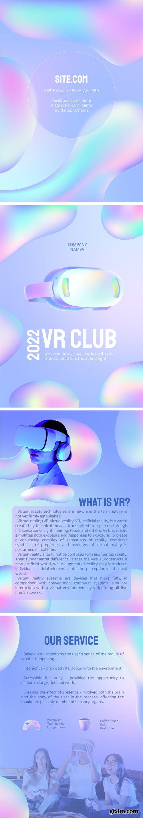 VR Club Brochure - Bi-Fold PSD Template + Ai