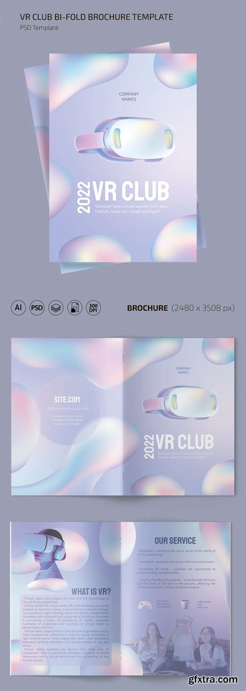 VR Club Brochure - Bi-Fold PSD Template + Ai