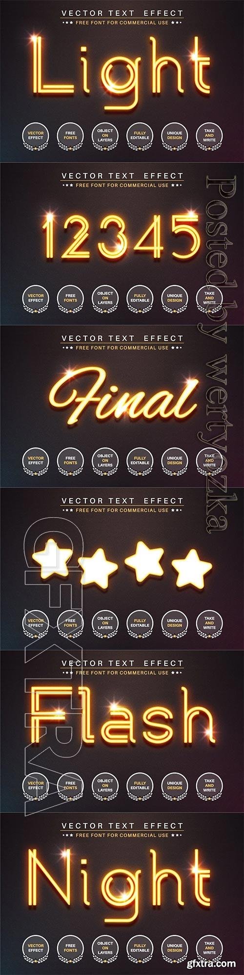 Glowing wire - editable text effect, font style