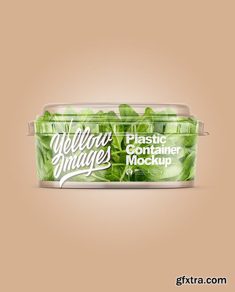 Clear Plastic Container with Salad Mockup 86698