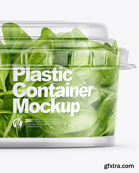 Clear Plastic Container with Salad Mockup 86698