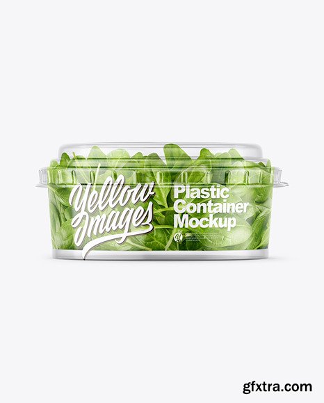 Clear Plastic Container with Salad Mockup 86698