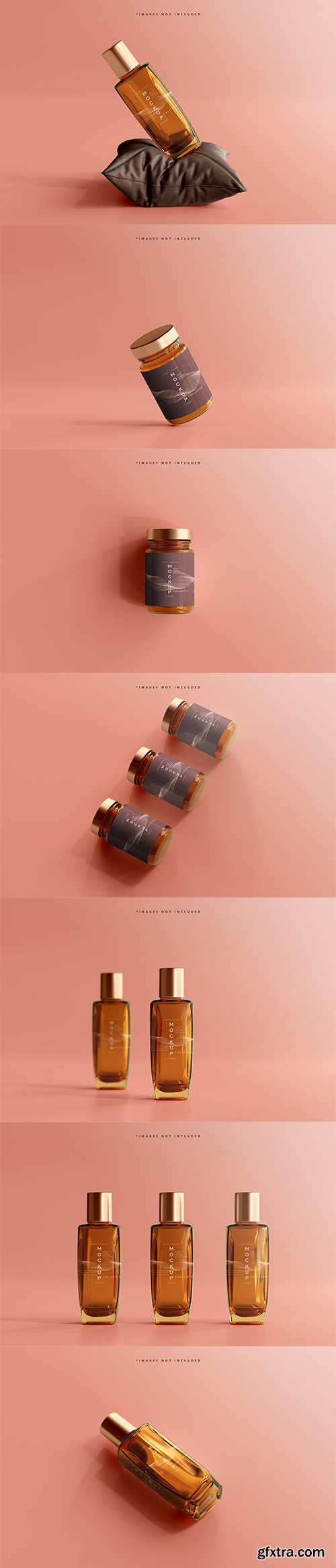 Amber glass perfume bottle mockup