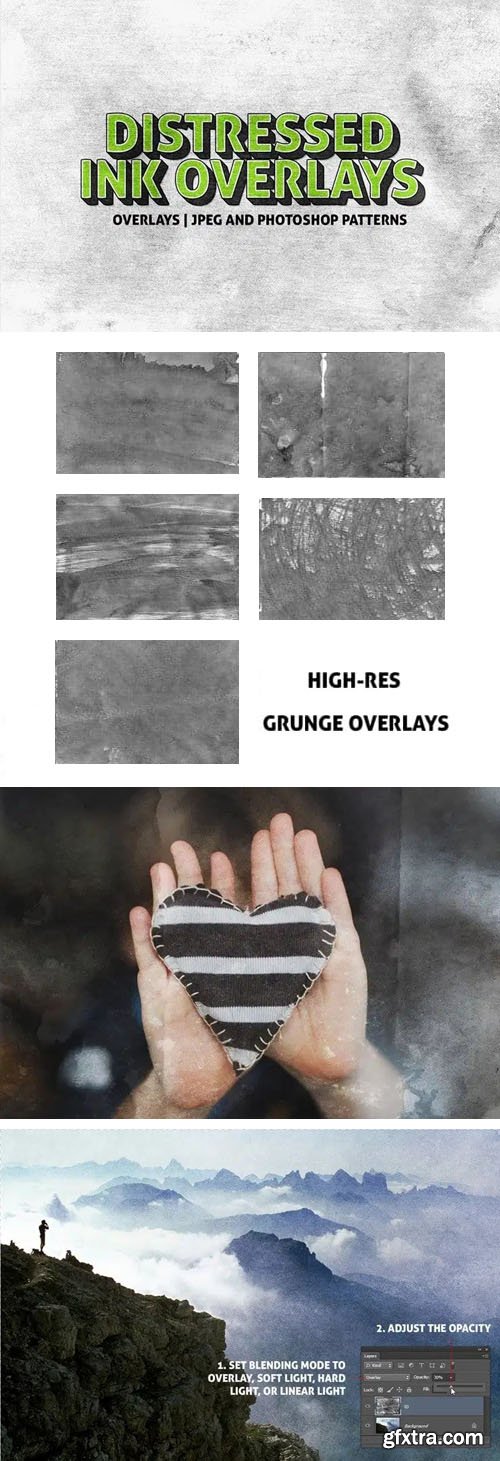 5 Distressed Ink Overlays