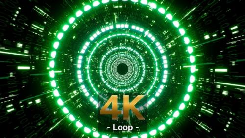 Videohive - Blinking Circle Light Matrix Tunnel 4K - 33375679 - 33375679