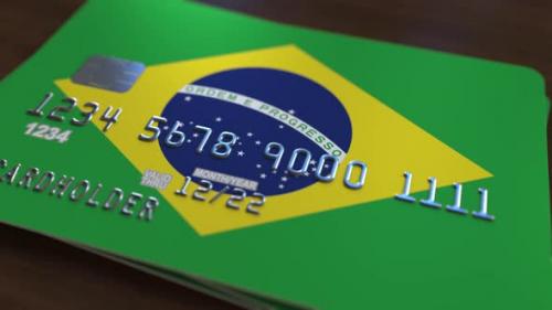 Videohive - Plastic Bank Card Featuring Flag of Brazil - 33375857 - 33375857