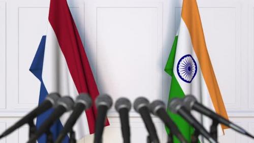 Videohive - Flags of the Netherlands and India at Press Conference - 33375888 - 33375888