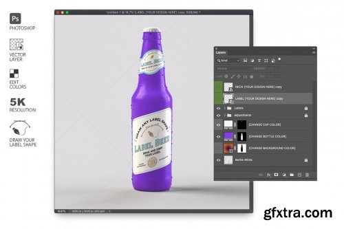 CreativeMarket - Colorful Beer Bottle Mockup 4579520