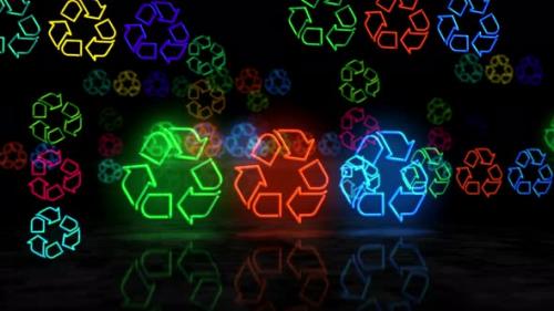 Videohive - Recycling symbol glowing neon 3d lights - 33379496 - 33379496