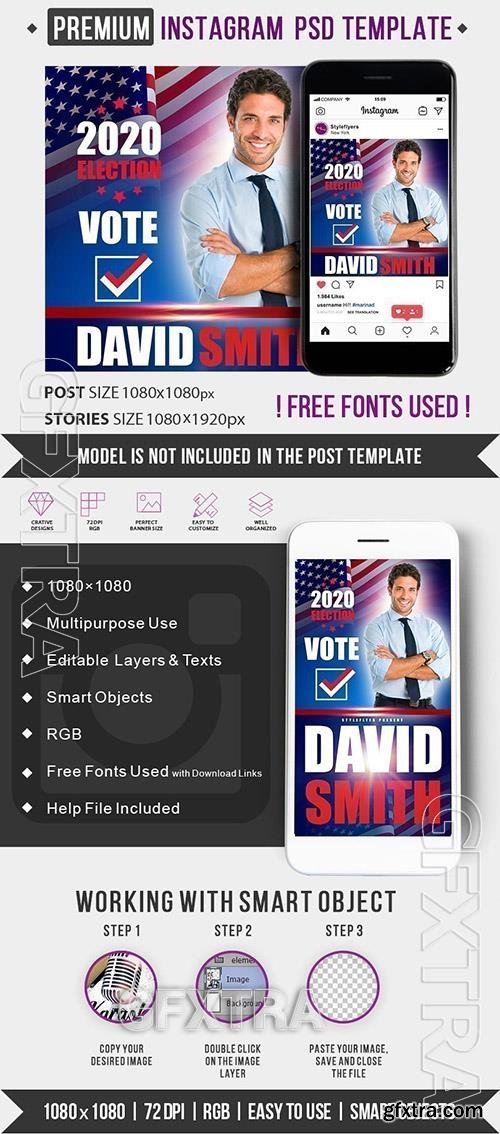 Your Vote Instagram post and story PSD Template