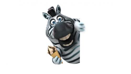 Videohive - Fun 3D cartoon zebra with an ice cream - 33380936 - 33380936