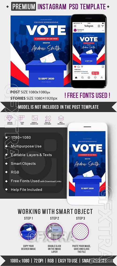 Vote Instagram Post and Story PSD Template