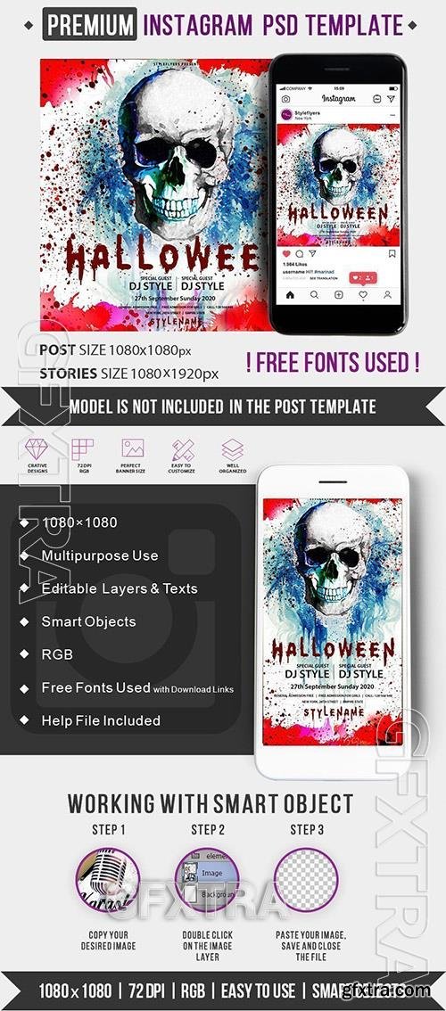 Halloween Party instagram post and story remplate 