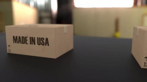 Videohive - Boxes with MADE IN USA Text on Conveyor - 33383905 - 33383905