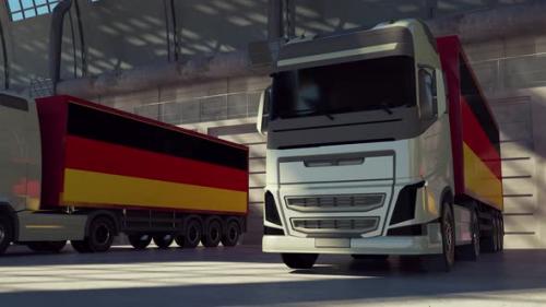 Videohive - Cargo Trucks with Germany Flag - 33383944 - 33383944