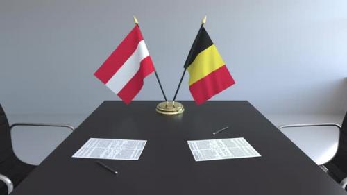 Videohive - Flags of Austria and Belgium on the Table - 33386772 - 33386772