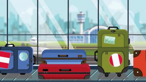 Videohive - Luggage with Peruvian Flag Stickers on Baggage Carousel - 33386862 - 33386862