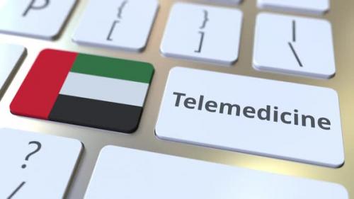 Videohive - Telemedicine Text and Flag of the UAE on Computer Keyboard - 33386882 - 33386882