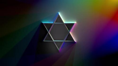 Videohive - Multi Color Spotlight Looping Light Show Surrounding Star of David On Wall - 33387521 - 33387521